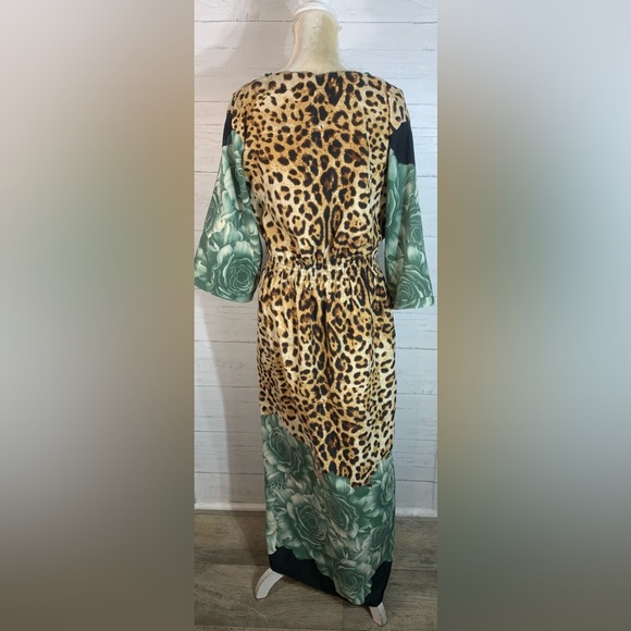 Kaftan dress leopard print US size L long womens - Picture 4 of 8